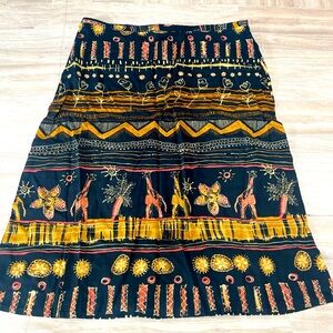 Electric Designs Vintage Maxi Skirt Back Zip Zebras Black Size XL USA MADE